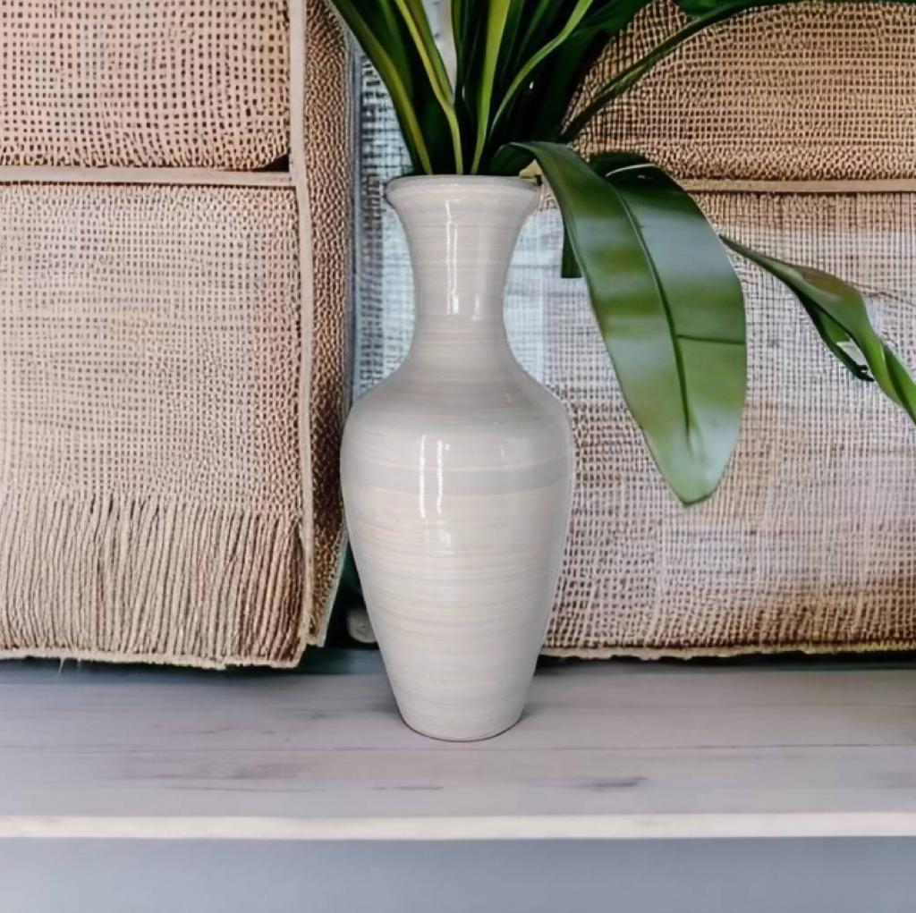 White Handmade Bamboo Vase 60cm Tall Floor Or Table Vase – Marissas