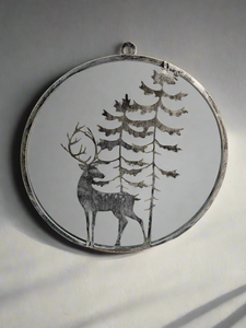 Handmade reindeer and tree silver wall art for indoors/outdoors 30 x 1 x 32cm