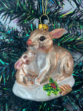 Load image into Gallery viewer, Glass bunny rabbit Christmas bauble tree hanging decoration/christmas/seasonal/ glass hanging item
