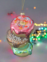 Load image into Gallery viewer, Christmas glass stacking donuts   decoration/christmas/seasonal/ glass hanging item
