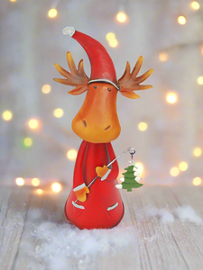 Handmade nodding reindeer with Christmas tree measuring 15 x 10 x 25cm