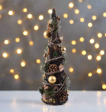 Load image into Gallery viewer, Handmade Christmas tree ornament with baubles 11 x 11 x 35cm
