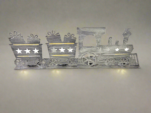 Handmade Christmas silver three piece train set measuring 50 x 8 x 16cm - Marissa's Garden & Gift