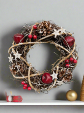 Indlæs billede til gallerivisning Handmade hanging wreath/ Christmas seasonal decor 25 x 25 x 7cm
