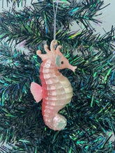 Load image into Gallery viewer, Glass sea horse Christmas bauble tree hanging decoration/christmas/seasonal/ glass hanging item
