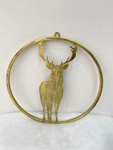 Charger l&#39;image dans la galerie, Handmade reindeer gold wall art for indoors/outdoors 30 x 1 x 32cm
