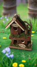 Load image into Gallery viewer, Handmade wooden birdhouse hut with three entrances measuring 16 x 10 x 21cm - Marissa&#39;s Garden &amp; Gift
