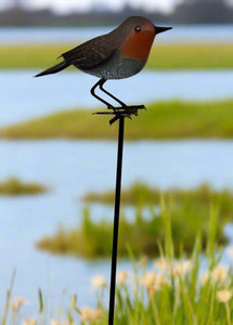 Handmade powder coated Robin on a pole sculpture 130cm tall - Marissa's Garden & Gift