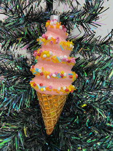 Glass Christmas ice cream cone Christmas bauble tree hanging decoration/christmas/seasonal/ glass hanging item