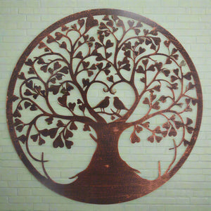 Handmade tree of life with heart and lovebirds bronze effect 60cm wall art suitable for indoors/outdoors anniversary/birthday gift - Marissa's Garden & Gift