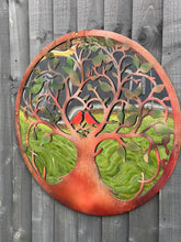 Load image into Gallery viewer, Rusty tree of life with heart and lovebirds wall art peeling effect 60cm acrylic mirror suitable for indoors/outdoors anniversary/birthday gift - Marissa&#39;s Garden &amp; Gift
