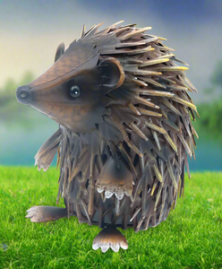 Hedgehog metal standing up garden sculpture measuring 25x15x22cm