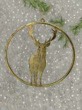 Load image into Gallery viewer, Handmade reindeer gold wall art for indoors/outdoors 30 x 1 x 32cm
