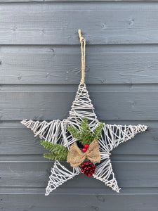 Handmade hanging star wreath 37 x 37 x 8cm seasonal