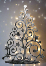 Load image into Gallery viewer, Handmade Christmas metal tree table decoration silver with brushed effect 30 x 8 x 40cm
