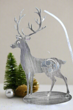 Indlæs billede til gallerivisning Handmade gold and silver metal powder coated reindeers on stand table decoration measuring 41cm- quantity:2
