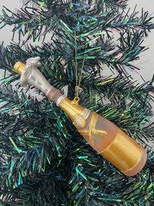 Glass champagne bottle bauble tree hanging decoration/christmas/seasonal/ glass hanging item