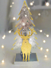 Load image into Gallery viewer, Handmade Christmas tree and reindeer t-light holder
