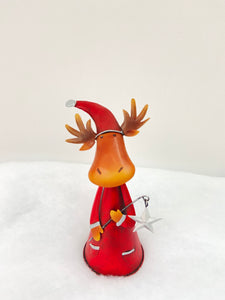 Handmade nodding reindeer with Christmas star measuring 15 x 10 x 25cm