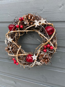 Handmade hanging wreath/ Christmas seasonal decor 25 x 25 x 7cm