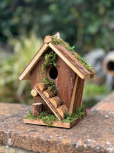 Load image into Gallery viewer, Handmade wooden birdhouse hut with ladder 18x12x19.5cm
