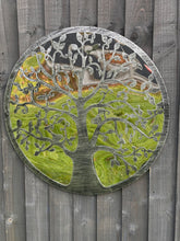 Afbeelding in Gallery-weergave laden, Handmade 60cm silver with black touch metal Wall Plaque with acrylic mirror, colourful Metal, Garden/indoor Wall Art powder coated steel - Marissa&#39;s Garden &amp; Gift
