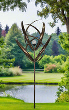 Charger l&#39;image dans la galerie, knightsbridge Bronze windsculpture/windspinner with solar bulb measuring 61 x 61 x 208cm
