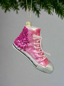 Glass Christmas pink glitter trainer shoe Christmas bauble tree hanging decoration/christmas/seasonal/ glass hanging item