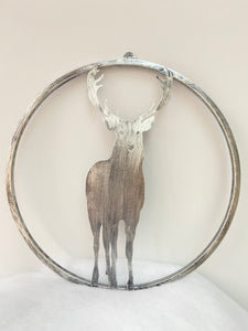 Handmade reindeer silver wall art for indoors/outdoors 30 x 1 x 32cm