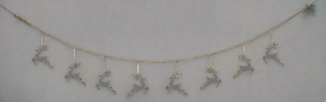 Handmade powder coated hanging silver reindeer garland measuring 150 x 22x 1cm