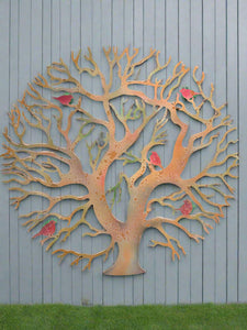 Tree of life bronze with peeling colourful effect wall art for outdoors and indoors 60cm