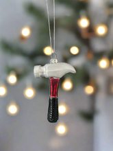 Indlæs billede til gallerivisning Glass Christmas tool hammer Christmas bauble tree hanging decoration/christmas/seasonal/ glass hanging item
