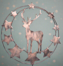 Laden Sie das Bild in den Galerie-Viewer, Handmade reindeer bronze wall art for indoors/outdoors 30 x 1 x 32cm
