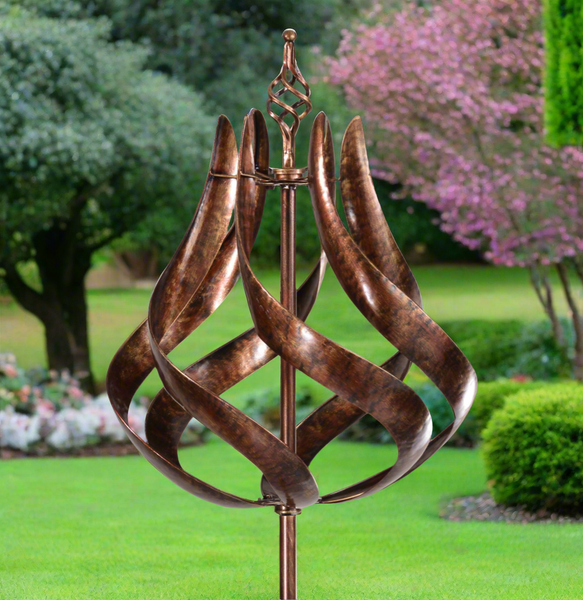 Roseland burnished gold garden wind sculpture spinner - Marissa's Garden & Gift