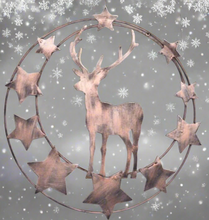 Charger l&#39;image dans la galerie, Handmade reindeer bronze wall art for indoors/outdoors 30 x 1 x 32cm
