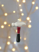 Load image into Gallery viewer, Glass Christmas tool hammer Christmas bauble tree hanging decoration/christmas/seasonal/ glass hanging item
