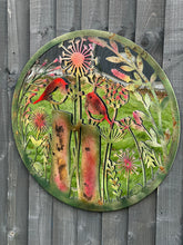 Laden Sie das Bild in den Galerie-Viewer, Handmade rusty 60cm wall plaque acrylic mirror of robin birds Tree Wall Plaque, Rusted coloured Metal, Garden/indoor Wall Art with peeling effect - Marissa&#39;s Garden &amp; Gift
