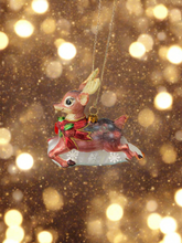 Load image into Gallery viewer, Glass Christmas deer woodland animal Christmas bauble tree hanging decoration/christmas/seasonal/ glass hanging item
