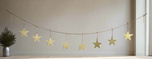 Handmade powder coated hanging gold heart garland measuring 150 x 20 x 1cm