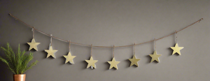 Handmade powder coated hanging gold heart garland measuring 150 x 20 x 1cm