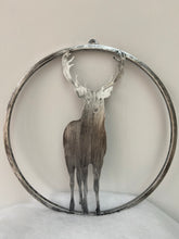 Indlæs billede til gallerivisning Handmade reindeer silver wall art for indoors/outdoors 30 x 1 x 32cm
