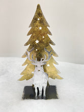 Load image into Gallery viewer, Handmade Christmas tree and reindeer t-light holder
