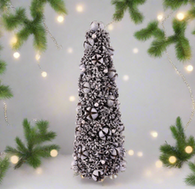 Load image into Gallery viewer, Handmade silver Christmas tree ornament 13 x 13 x 35cm seasonal decoration/ Christmas table decor.
