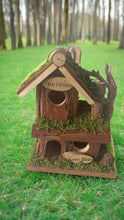 Load image into Gallery viewer, Handmade wooden birdhouse hut with three entrances measuring 16 x 10 x 21cm - Marissa&#39;s Garden &amp; Gift
