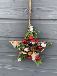 Handmade Hanging star wreath 25 x 25 x 6cm Christmas/seasonal hanging wreath