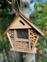 Load image into Gallery viewer, Handmade wooden house shaped medium insect house 26 x 8 x 24cm
