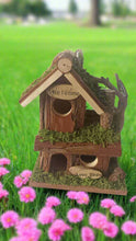 Load image into Gallery viewer, Handmade wooden birdhouse hut with three entrances measuring 16 x 10 x 21cm - Marissa&#39;s Garden &amp; Gift
