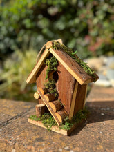 Load image into Gallery viewer, Handmade wooden birdhouse hut with ladder 18x12x19.5cm
