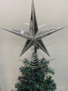 Handmade mirrored and glittered  tree topper measuring 28 x 6.5 x 31cm