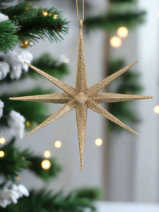 Gold glitter hanging star Christmas bauble tree hanging decoration/christmas/seasonal/ resin hanging item